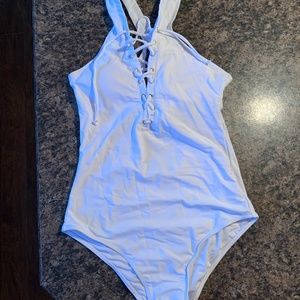 White one piece bathing suit